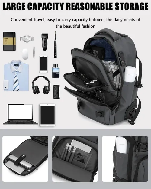 Sac à dos avec roulllettes et compression anti-vol