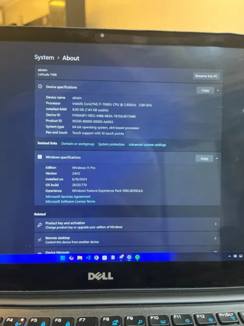 Dell Latitude 7480 i7 7600U 8G 256 SSD 14" QHD Tactile avec chargeur d'origine