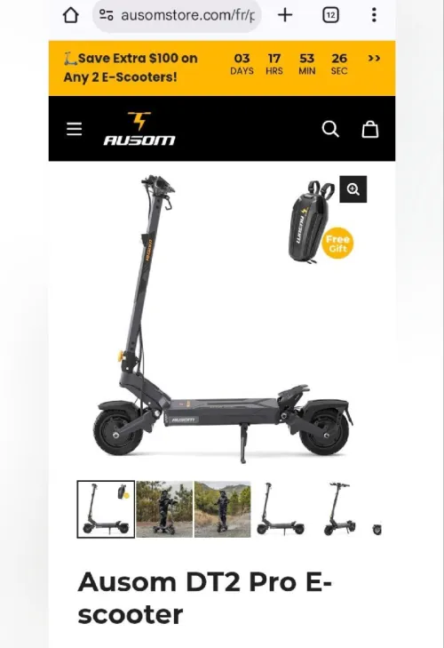 La trottinette électrique présentée est l'Ausom DT2 Pro. 