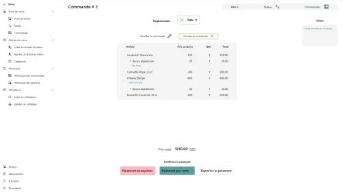 Kiober Food POS, logiciel de caisse pour les cafés, restaurants, pizzeria et snacks.