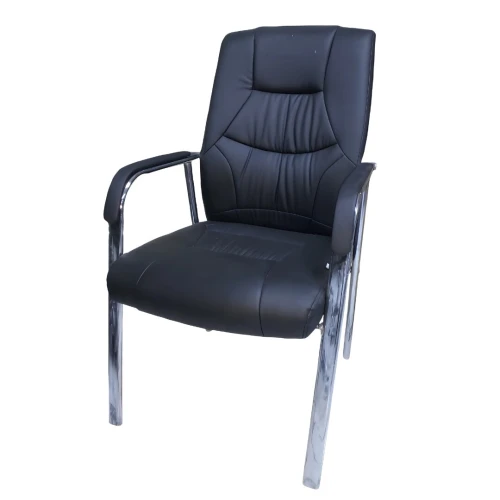 Chaise Visiteur en Similicuir noir avec un Rembourrage épais