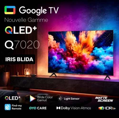 TV IRIS 55" QLED+ Q7020 GOOGLE TV 120 HZ 4K UHD SMART ANDROID 55 POUCES