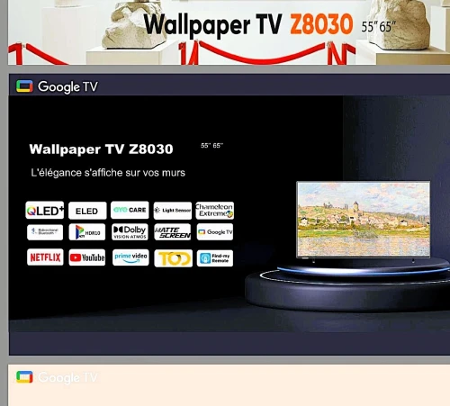 TV IRIS 55" WALLPAPER Z8030 GOOGLE TV 4K UHD 120 HZ SMART ANDROID 55 pouces