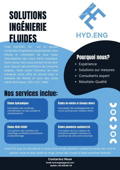 Ingénieur Études Spécialisées en Hydraulique en freelance