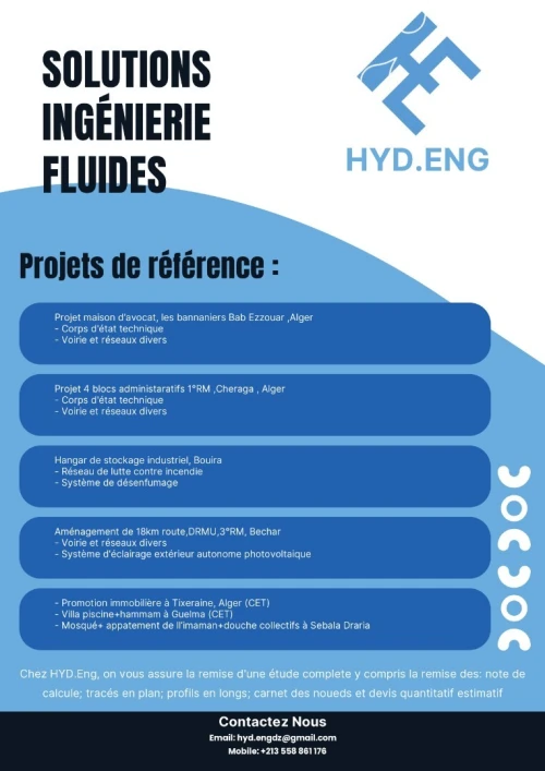 Ingénieur Études Spécialisées en Hydraulique en freelance