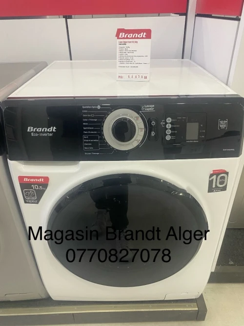 Machine à laver Brandt 10,5kg inverter nettoyage vapeur garantie moteur 10ans