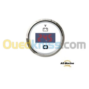 Voltmètre numérique 8/32 V blanc/polie pour bateau