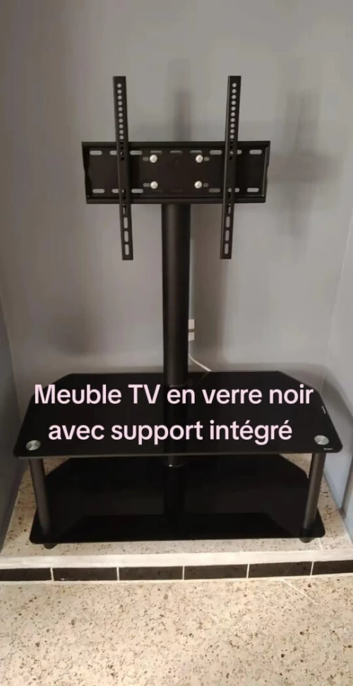 Meuble TV en verre noir avec