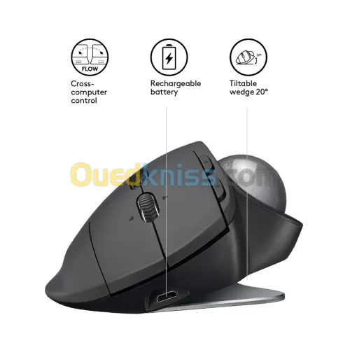 Logitech MX Ergo souris Droitier RF sans fil + Bluetooth Trackball 440 DPI
