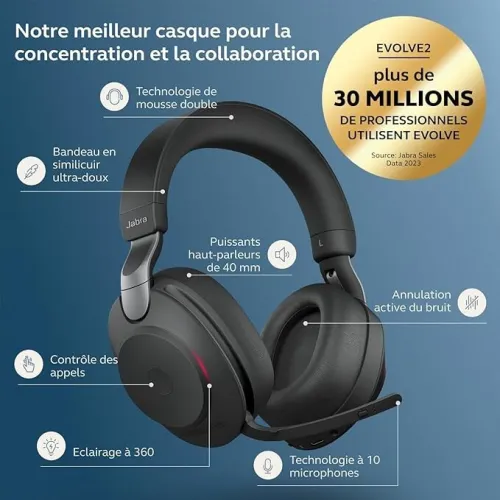 Jabra Evolve2 75 UC Stereo - micro-casque sans fil