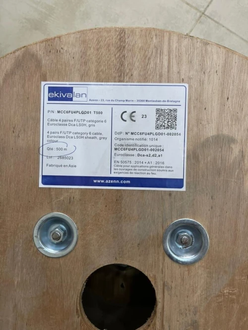 Cable réseau EKIVALAN F/UTP Cat6 / Cat6A LSZH GARANTIE 20 ans certifié 500m