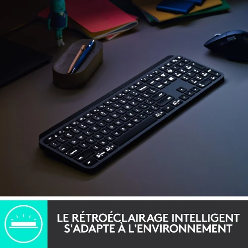 Clavier sans fil Logitech MX Keys Plus Bluetooth -rétro-éclairage-technologie Logitech Flow -AZERTY