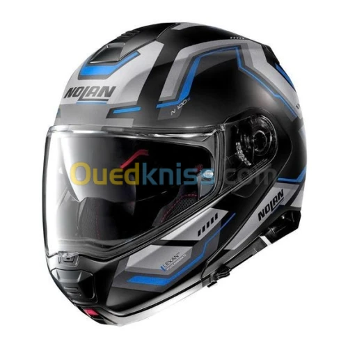 CASQUE NOLAN N100-5 UPWIND N-COM 060 NOIR MAT-GRIS-BLEU. "Original"