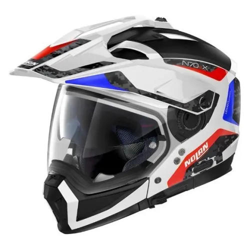 CASQUE NOLAN N70-2 X TORPEDO N-COM 045 BLANC METAL-BLEU-ROUGE "ORIGINAL"