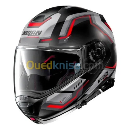 CASQUE NOLAN N100-5 UPWIND N-COM 058 NOIR MAT-GRIS-ROUGE. "ORIGINAL"
