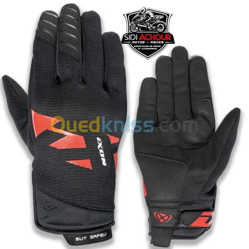 Gants IXON textile mi-saison  MS Fever noir/rouge