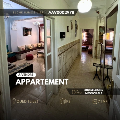 Vente Appartement F3 Oran Oued tlelat