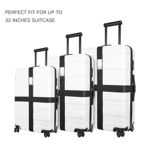 PACK 5 ARTICL OMASKA DE VOYAGE --SERIE VALISE 3 PIECES TISSU-RANGEMENT -SANGLE -OREILLER -BALANCE