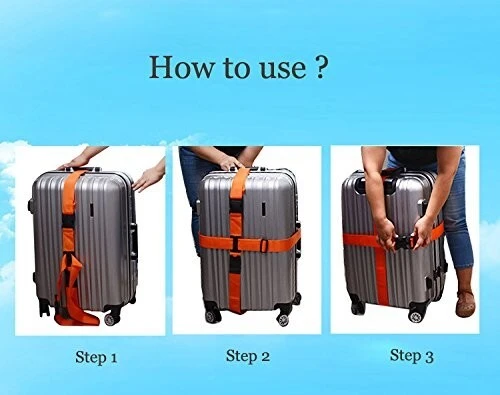 PACK 5 ARTICL OMASKA DE VOYAGE --SERIE VALISE 3 PIECES TISSU-RANGEMENT -SANGLE -OREILLER -BALANCE