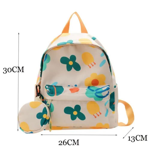 Sac À Dos  graphique de dessin animé pour enfants, étui à monnaie, fleur, mode