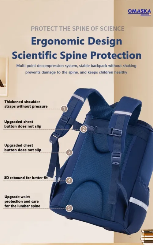 Sac à dos orthopédique Pliable en Oxford pour enfants avec Ceinture Blanche