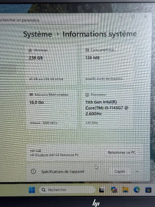 HP ELITEBOOK G8 840 I5 11eme