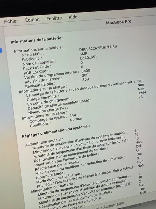 Macbook Pro 2019 touchbar i7 32gb ram 1to stockage