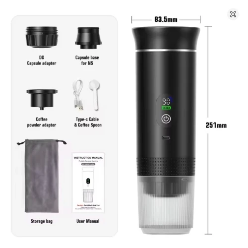 Machine à café expresso électrique Portable sans fil 3 en 1 (Poudre, capsule S et G)