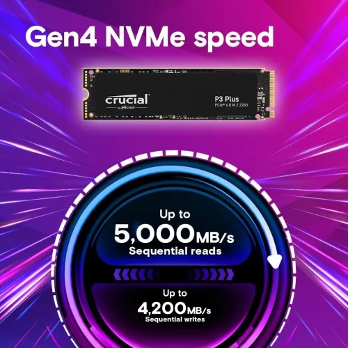 Crucial P3 Plus 1TB PCIe Gen4 3D NAND NVMe M.2 SSD, up to 5000MBs - CT1000P3PSSD8