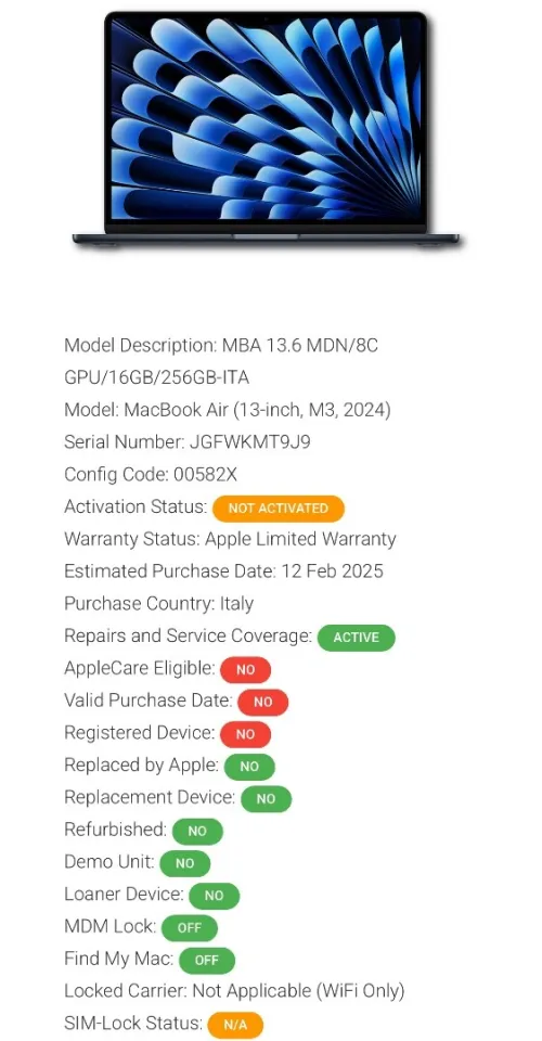MacBook Air m3 16/256 coffrée 