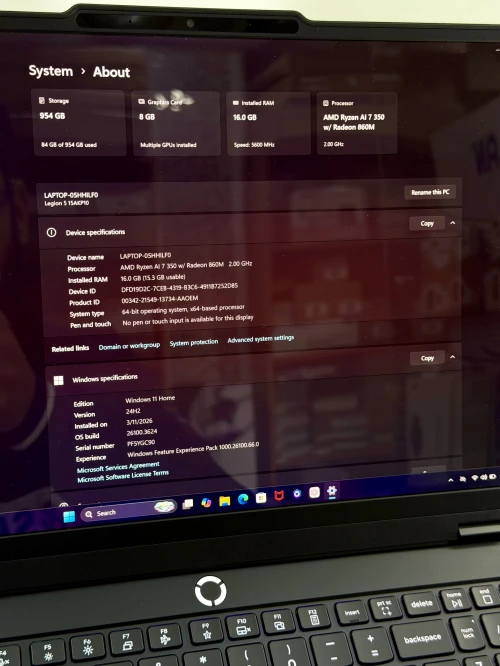 LENOVO LÉGION 5 OLED RYZEN 7 AI PRO/16GO RAM DDR5/1TB SSD NVME/NVIDIA RTX 5070 08 GO GDDR7