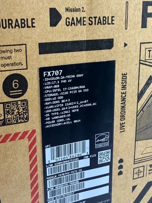ASUS TUF F17 i7-H/13TH/16GO/512SSD NVME/NVIDIA RTX 4060 08GO 140W