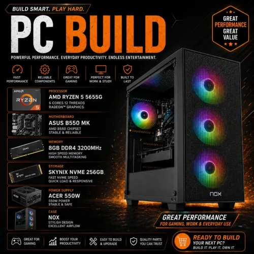 PC GAMER R5 5655G B550 8GB 256GB SSD