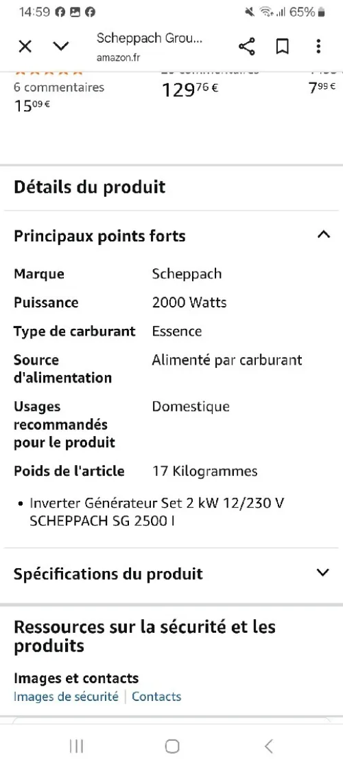 CROUP ÉLECTROGÈNE SCHEPPACH SG2500I GERMANY