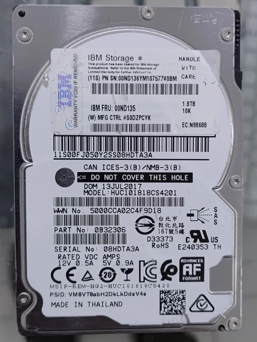 DISQUE DUR HDD SAS 2.5" IBM 1.8TB 10K (USED)
