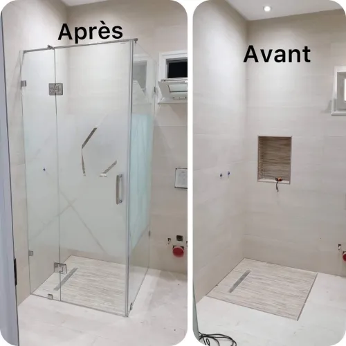 cabine douche garde-corps 
