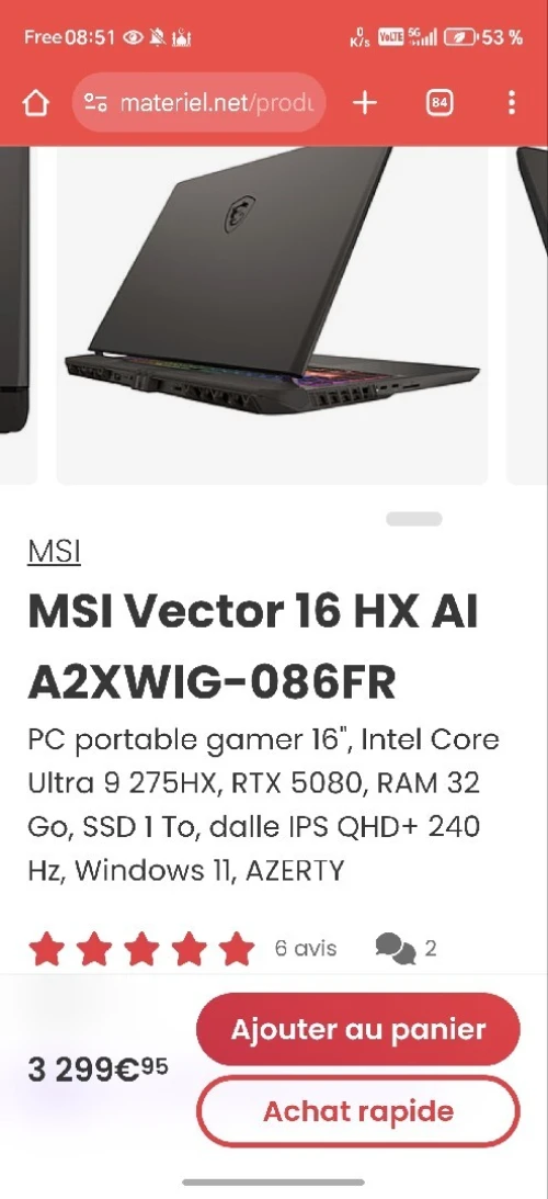 msi vector hx ai
