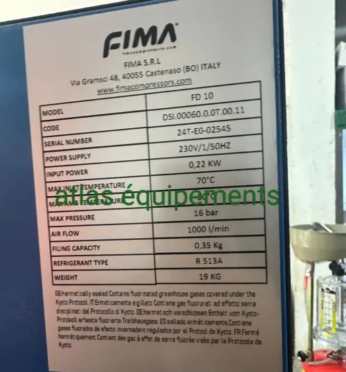 Sécheur d'air automatique italy fima