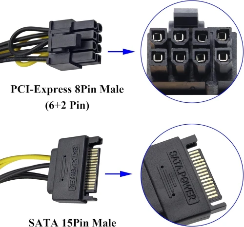 SATA Power Cable to 8PIN (6+2) ALIMENTATION CARTE GRAPHIQUE SATA 8PIN(6+2)