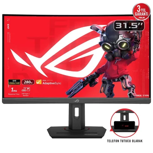 ECRAN  gaming ROG Strix XG32WCMS USB Type-C - 32 pouces . 2560x1440, incurvé, 280Hz , 1ms (GTG), VA rapide, Extreme Low Motion Blur Sync, USB Type-C, DisplayWidget Center, prise pour trépied, HDR