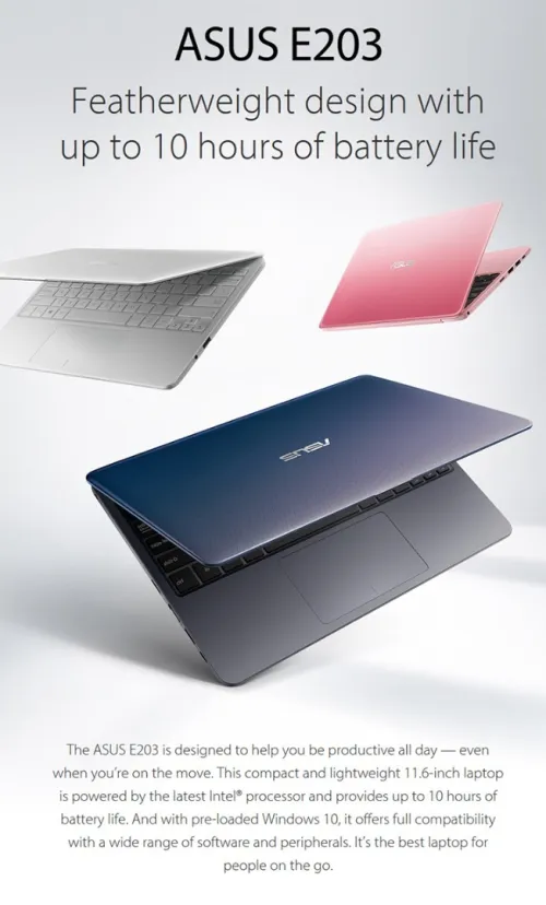 LAPTOP ASUS E203MAH-FD006 CELERON N4000 DDR4 4GB / HDD 500GB / 11.6"  WHITE