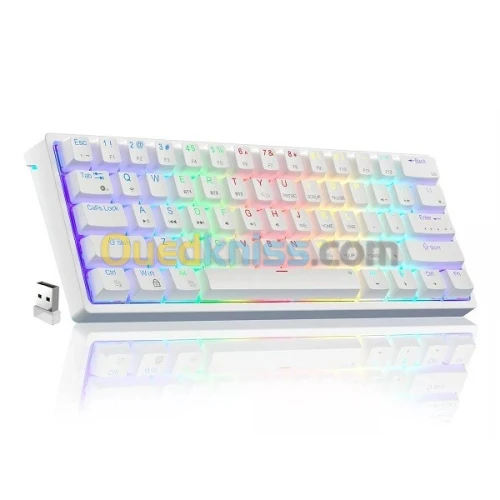 CLAVIER GAMER MAGMA MECANIQUE F61W WHITE 60% WIRELESS RGB