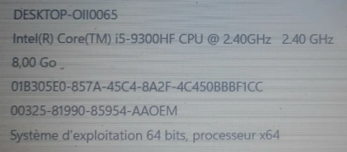 Gamer ideaPad i5-9300HF (Gtx3G) venu de France 