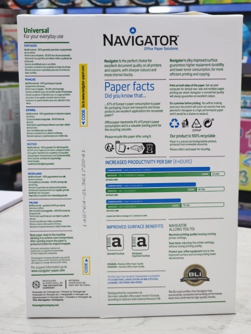 Rame de papier extra blanc NAVIGATOR A4 /80grm /500f 