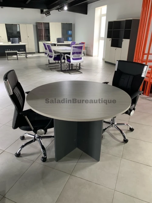 TABLE DE RÉUNION ÉRABLE FORME RONDE  110cm PIED BOIS