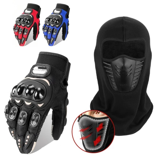 (التوصيل فقط )  Pack Moto Hiver Cagoule Excefore en Polaire + Gants Pro Biker respirants avec protections antidérapantes