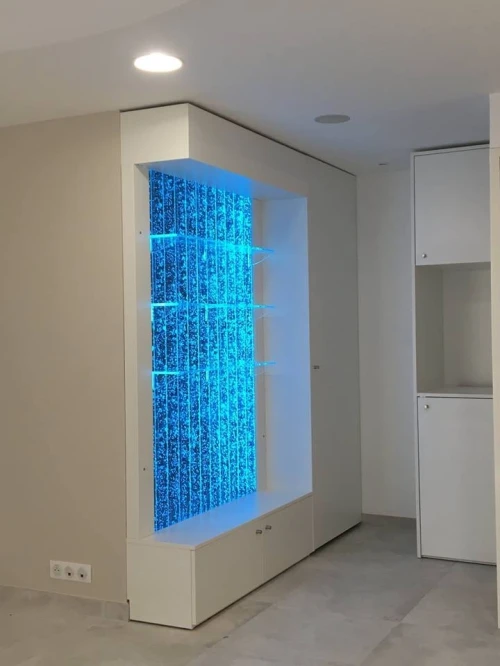 réalisation de fontaine, mur d'eau et mur a bulle. شلال sur mesure
