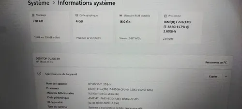 HP ZBOOK 15 G5 I7 8eme