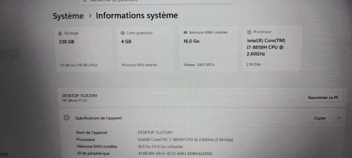 HP ZBOOK 15 G5 I7 8eme