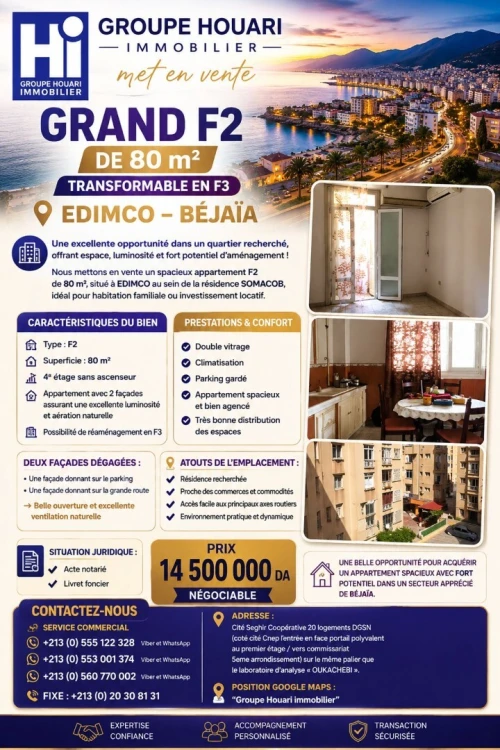 Vente Appartement F2 Béjaïa Bejaia
